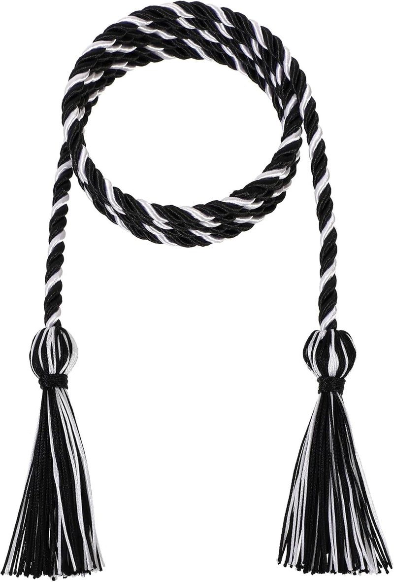 D DODOU 10 Pieces Graduation Cords Polyester Graduation Honor Braided Cords with Sewing Tassels for Bachelor, Master, Doctor 68" Long (Black White) - Image 2